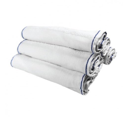Premium Barber Towels Blue Trim 10 pack